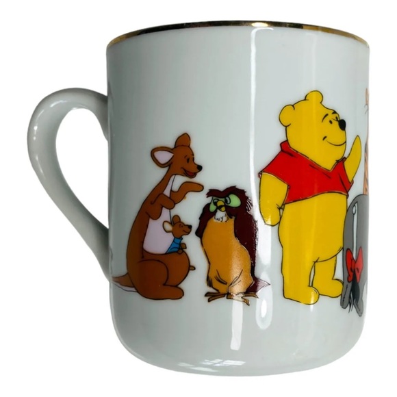 Winnie the Pooh Walt Disney Productions vintage Gold Rim Coffee Mug JAPAN - Picture 4 of 10